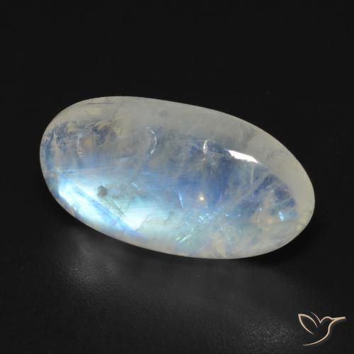 Pedra da Lua Arco-Íris Branco azulado Natural 7.73ct, oval, Transparente