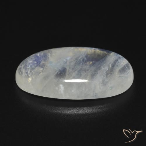 Pedra da Lua Arco-Íris Branco azulado Natural 7.73ct, oval, Transparente