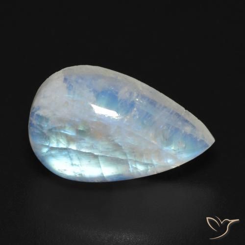 7.30ct Natural Branco azulado Pedra da Lua Arco-Íris, Formato de pêra, Transparente