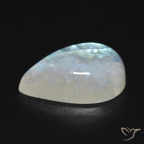 Pedra da Lua Arco-Íris Branco azulado Natural 7.30ct, Formato de pêra, Transparente