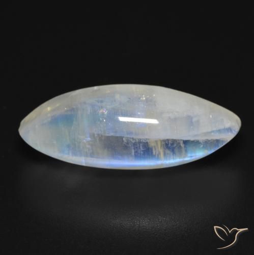 9.26ct Natural Branco azulado Pedra da Lua Arco-Íris, Marquesa, Transparente