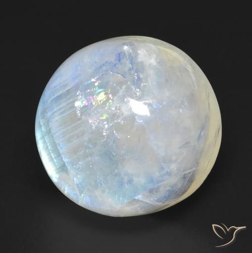 Pedra da Lua Arco-Íris Branco azulado Natural 18.37ct, Redondo, Transparente