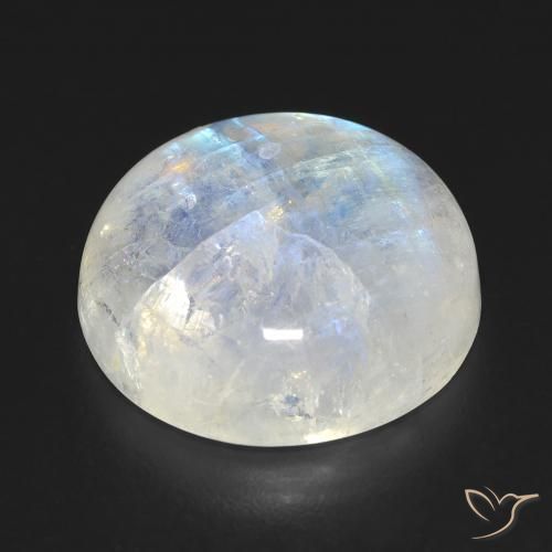 Pedra da Lua Arco-Íris Branco azulado Natural 15.15ct, Redondo, Transparente