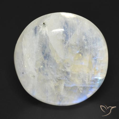 17.63ct Natural Branco azulado Pedra da Lua Arco-Íris, Redondo, Transparente