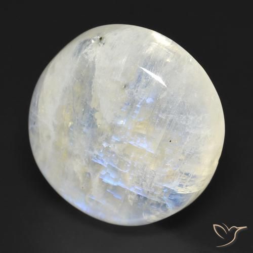 Pedra da Lua Arco-Íris Branco azulado Natural 17.63ct, Redondo, Transparente