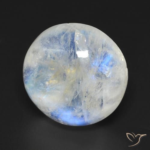 Pedra da Lua Arco-Íris Branco azulado Natural 10.76ct, Redondo, Transparente