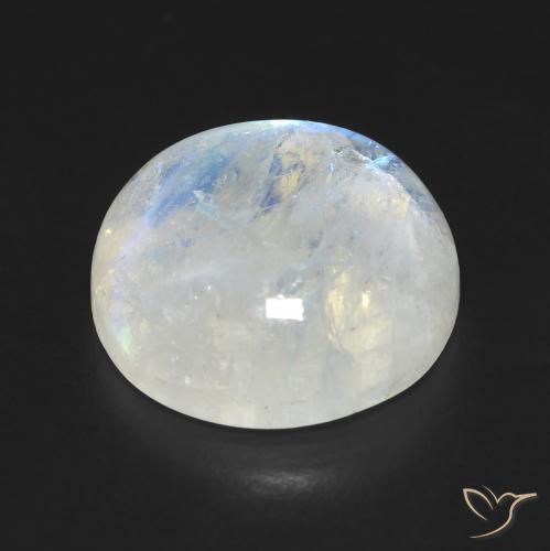 Pedra da Lua Arco-Íris Branco azulado Natural 10.76ct, Redondo, Transparente