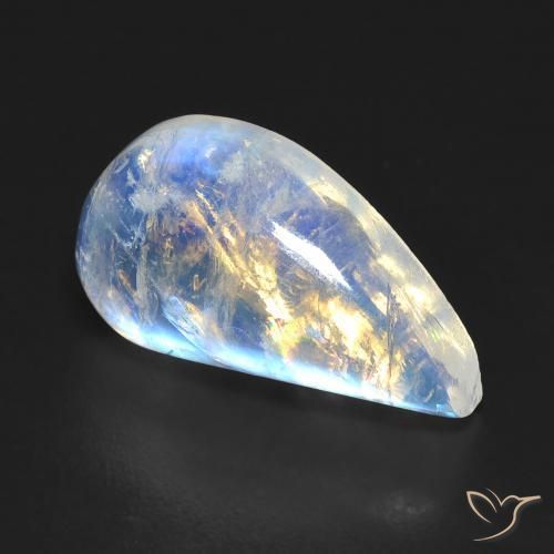 8.58ct Natural Branco azulado Pedra da Lua Arco-Íris, Chique, Transparente