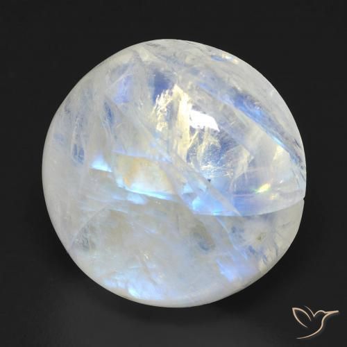 19.04ct Natural Branco azulado Pedra da Lua Arco-Íris, Redondo, Transparente