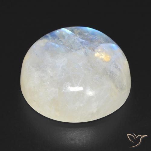 Pedra da Lua Arco-Íris Branco azulado Natural 19.04ct, Redondo, Transparente