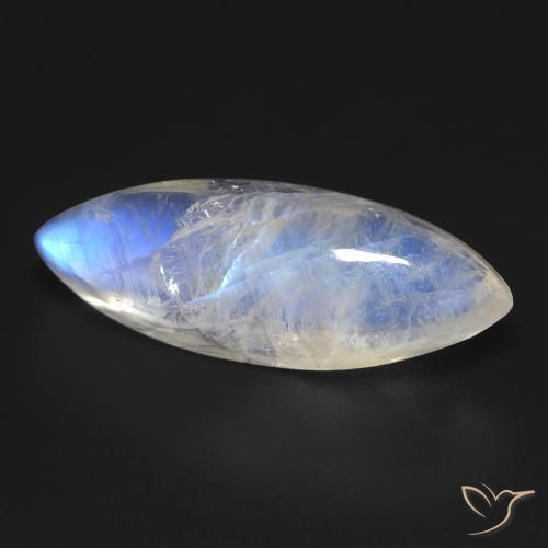 Pedra da Lua Arco-Íris Branco azulado Natural 18.53ct, Marquesa, Transparente