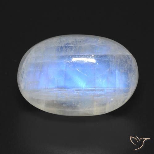 14.30ct Natural Branco azulado Pedra da Lua Arco-Íris, oval, Transparente