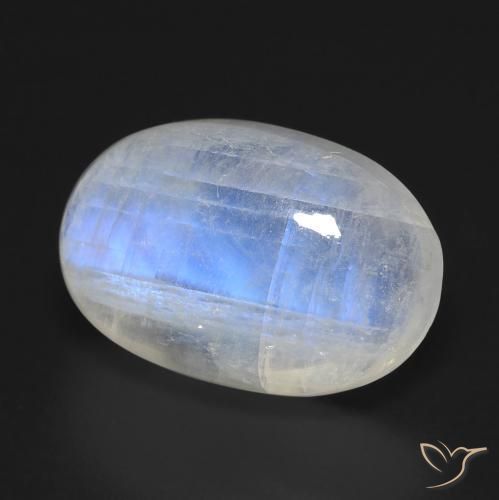 Pedra da Lua Arco-Íris Branco azulado Natural 14.30ct, oval, Transparente