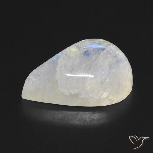 Pedra da Lua Arco-Íris Branco azulado Natural 10.00ct, Formato de pêra, Transparente