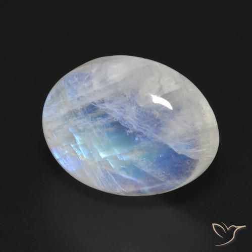 Pedra da Lua Arco-Íris Branco azulado Natural 12.18ct, oval, Transparente