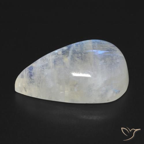 Pedra da Lua Arco-Íris Branco azulado Natural 11.21ct, Formato de pêra, Transparente