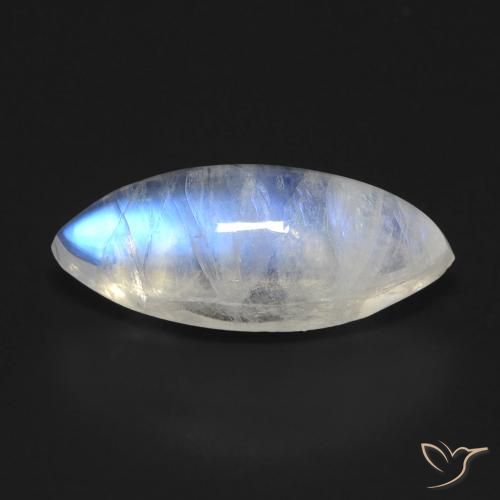 5.72ct Natural Branco azulado Pedra da Lua Arco-Íris, Marquesa, Transparente