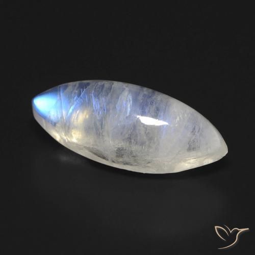 Pedra da Lua Arco-Íris Branco azulado Natural 5.72ct, Marquesa, Transparente