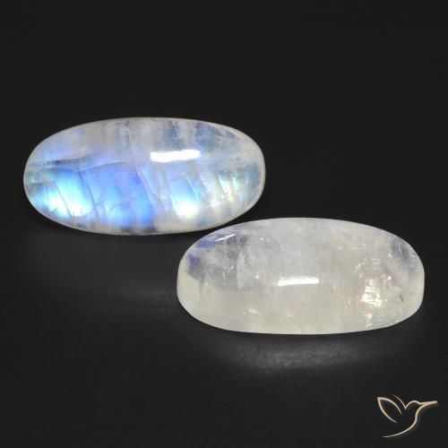 Pedras preciosas de Pedra da Lua Arco-Íris Branco azulado natural de 25.93 ct, oval, Transparente