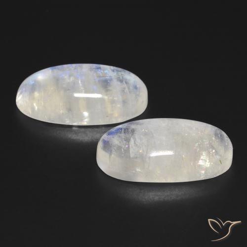 Pedras preciosas de Pedra da Lua Arco-Íris Branco azulado natural de 25.93 ct, oval, Transparente