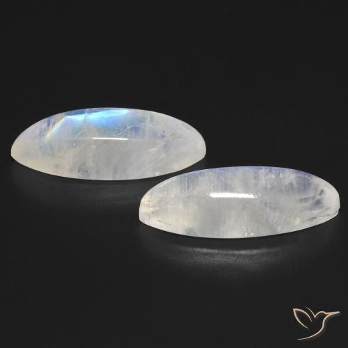 Pedras preciosas de Pedra da Lua Arco-Íris Branco azulado natural de 18.77 ct, Marquesa, Transparente