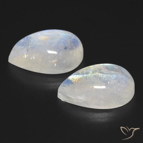 Pedras preciosas de Pedra da Lua Arco-Íris Branco azulado natural de 18.38 ct, Formato de pêra, Transparente
