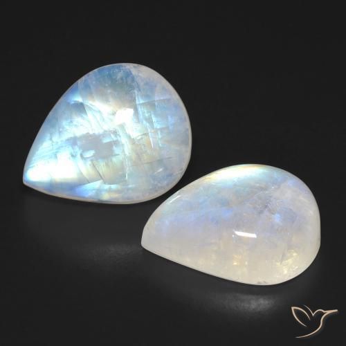 Pedras preciosas de Pedra da Lua Arco-Íris Branco azulado natural de 20.52 ct, Formato de pêra, Transparente