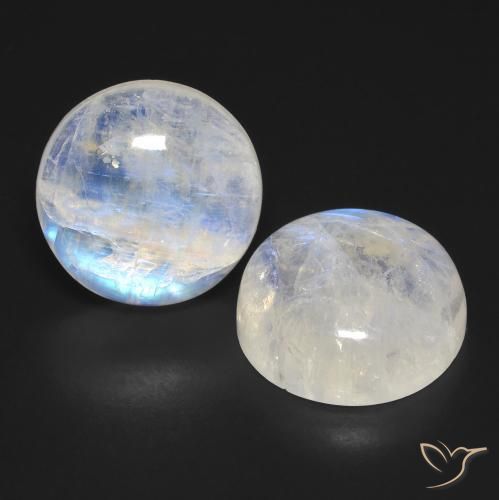 Pedras preciosas de Pedra da Lua Arco-Íris Branco azulado natural de 23.45 ct, Redondo, Transparente
