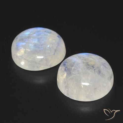 Pedras preciosas de Pedra da Lua Arco-Íris Branco azulado natural de 23.45 ct, Redondo, Transparente