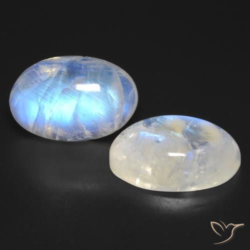 Pedras preciosas de Pedra da Lua Arco-Íris Branco azulado natural de 25.23 ct, oval, Transparente