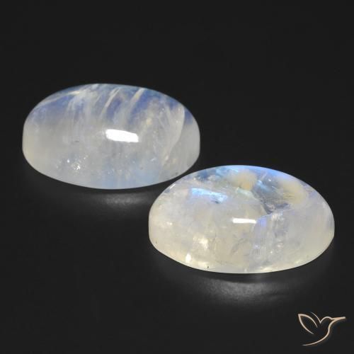 Pedras preciosas de Pedra da Lua Arco-Íris Branco azulado natural de 25.23 ct, oval, Transparente