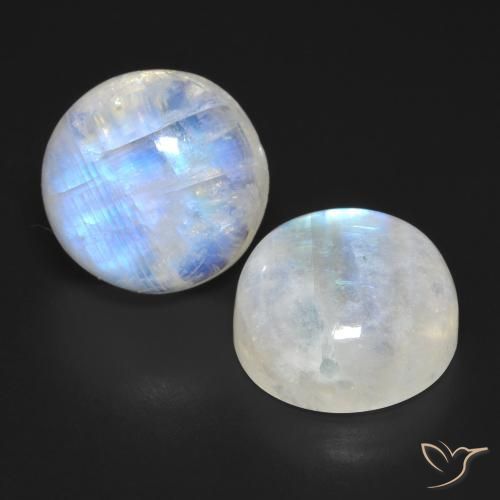 Pedras preciosas de Pedra da Lua Arco-Íris Branco azulado natural de 28.22 ct, Redondo, Transparente