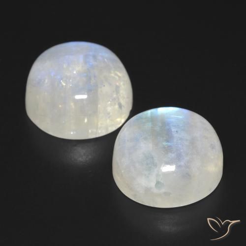 Pedras preciosas de Pedra da Lua Arco-Íris Branco azulado natural de 28.22 ct, Redondo, Transparente