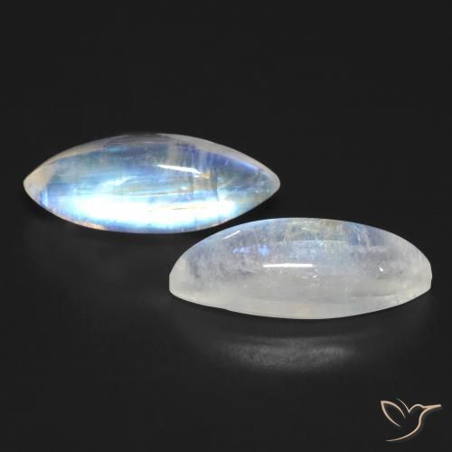 Pedras preciosas de Pedra da Lua Arco-Íris Branco azulado natural de 13.84 ct, Marquesa, Transparente