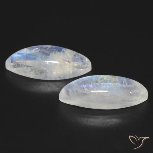 Pedras preciosas de Pedra da Lua Arco-Íris Branco azulado natural de 13.84 ct, Marquesa, Transparente
