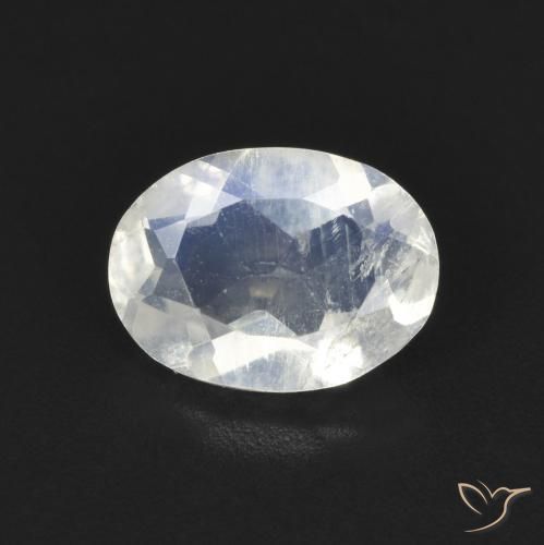1.09ct Natural Branco azulado Pedra da Lua Arco-Íris, oval, Transparente
