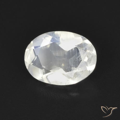 Pedra da Lua Arco-Íris Branco azulado Natural 1.09ct, oval, Transparente