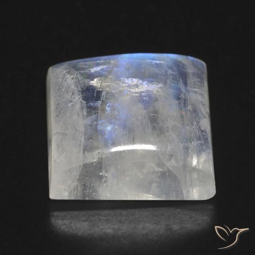 Pedra da Lua Arco-Íris Branco azulado Natural 10.41ct, Quadrado, Transparente