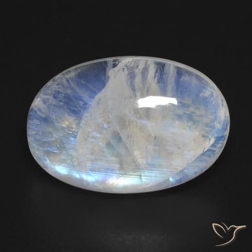 18.43ct Natural Branco azulado Pedra da Lua Arco-Íris, oval, Transparente