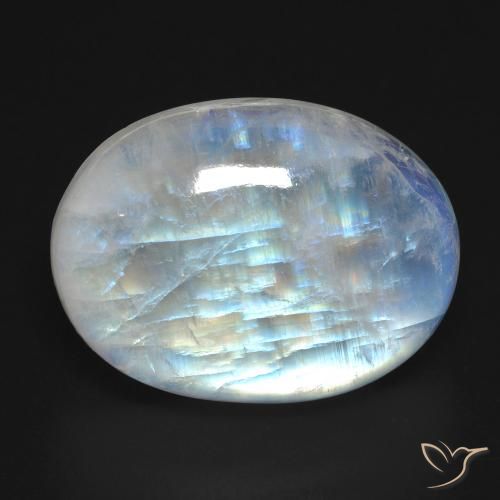 27.24ct Natural Branco azulado Pedra da Lua Arco-Íris, oval, Transparente
