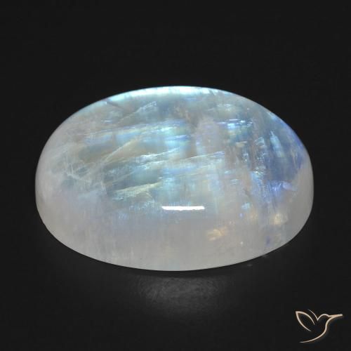 Pedra da Lua Arco-Íris Branco azulado Natural 27.24ct, oval, Transparente