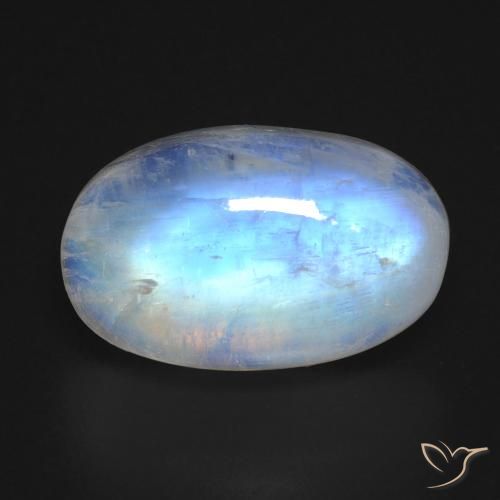 Pedra da lua arco-íris branco natural 15,84ct, corte oval, transparente