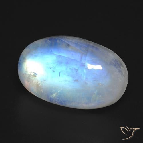Pedra da lua arco-íris branco natural 15,84ct, corte oval, transparente