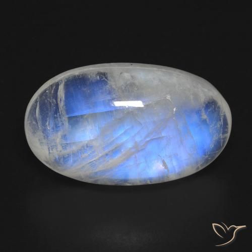 Pedra da lua arco-íris branco natural 17,81ct, corte oval, transparente