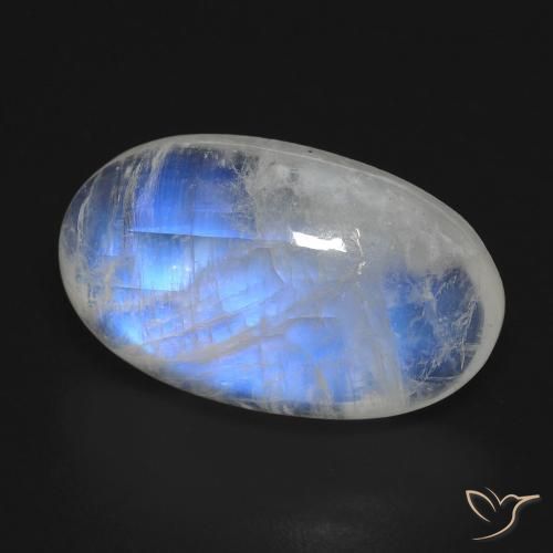 Pedra da lua arco-íris branco natural 17,81ct, corte oval, transparente