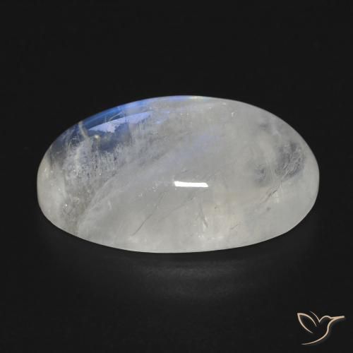 Pedra da lua arco-íris branco natural 17,81ct, corte oval, transparente