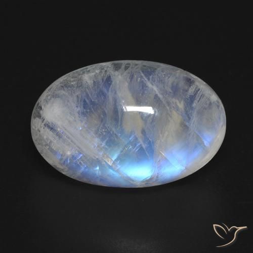 14.99ct Natural Branco azulado Pedra da Lua Arco-Íris, oval, Transparente