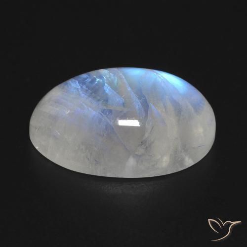 Pedra da Lua Arco-Íris Branco azulado Natural 14.99ct, oval, Transparente