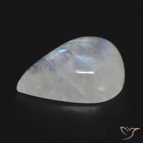 Pedra da Lua Arco-Íris Branco azulado Natural 13.49ct, Formato de pêra, Transparente