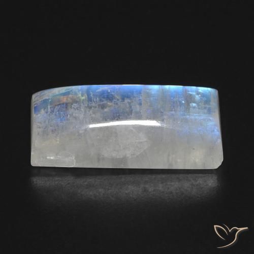 Pedra da Lua Arco-Íris Branco azulado Natural 11.11ct, baguete, Transparente